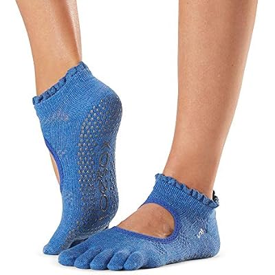 toesox Grip Ankle Full Toe Bellarina Tec Grip Non-Slip Toe Socks for Pilates Barre Yoga