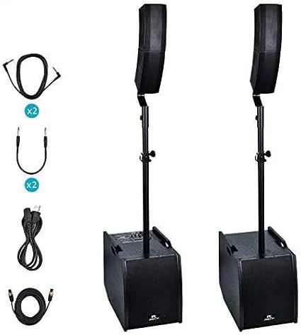 Proreck Club 3200 12-Inch 3000 Watt DJPowered PA Speaker System Combo Set with BluetoothUSBSD Card Two Subwoofers and 4X Array Speakers Set ...