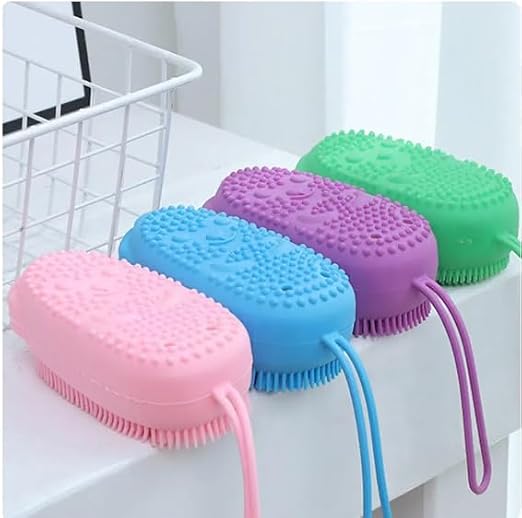 Süngerli Silikon Banyo Kesesi, Silikon Peeling Lifi, Köpürtücü Silikon Banyo Kese