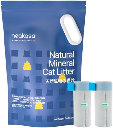 Neakasa Replaced Waste Bags-2 Rolls with 17.6 lbs/8kg Mineral Cat Litter for M1/M1 Lite Litter box