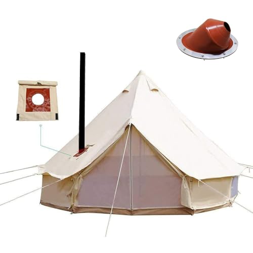 Playdo 4-Season Waterproof Cotton Canvas Bell Tent Wall Yurt Tent with Stove Hole for Outdoor Camping Hunting Hiking Festival Party