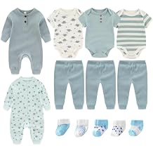 Ruliby Baby Bodysuit and Pant Sets Ribbed Romper Soft Newborn Boy Girl Clothes Outfits Layette Gift Set