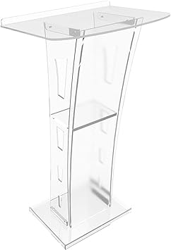 IntBuying 650x450x1100mm Transparent Acrylic Church Podium Clear Pulpit Office Furniture Stand Glass