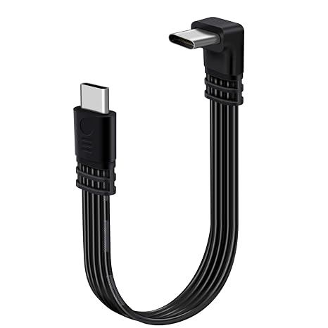 Flat USB C Cable 90 Degree Flat USB C Charger Cable Support Charging and Data 480Mbps 60W 5V 3A for Phones, Laptops, PC (Up Down Bend, 30 cm)