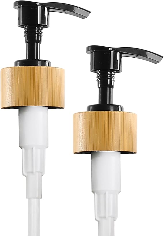 MOMEEMO Bamboo Soap Dispenser Pump Replacement, Black, 2-Pack