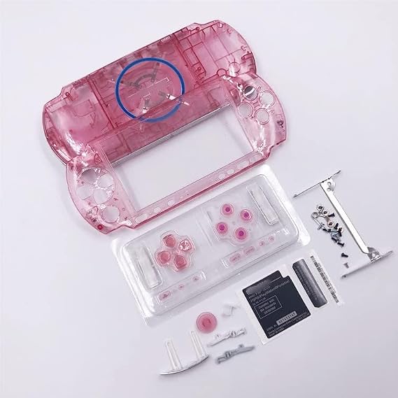 JMXLDS New Replacement PSP 3000 Full Housing Shell Cover with Buttons Screws Set - Clear Pink