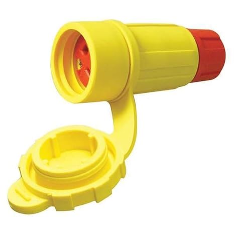 Locking Connector, L5-20R, 20 A, 125V AC, Single Phase, 2 Pole, Yellow