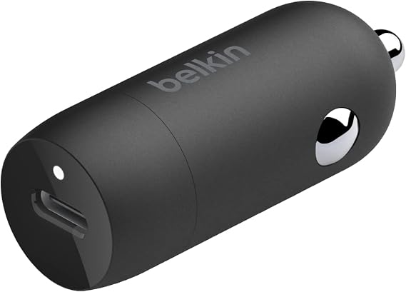 Belkin BoostCharge 30W Compact USB-C Car Charger, Black
