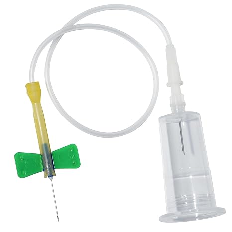 Blood Collection Needles, 21G Butterfly with Holder 3/4" x 12" Sterile Individually Wrapped - 20PCS