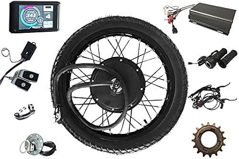 NBPOWER Hydraulic Brake !QS V3 205 Motorcycle 17" 18" 19" 21" 72v 5000W Ebike Rear Motorwheel with tire, 72V 100A Sabvoton Controller with PAS and Alarm,Matching (21inch Rear)