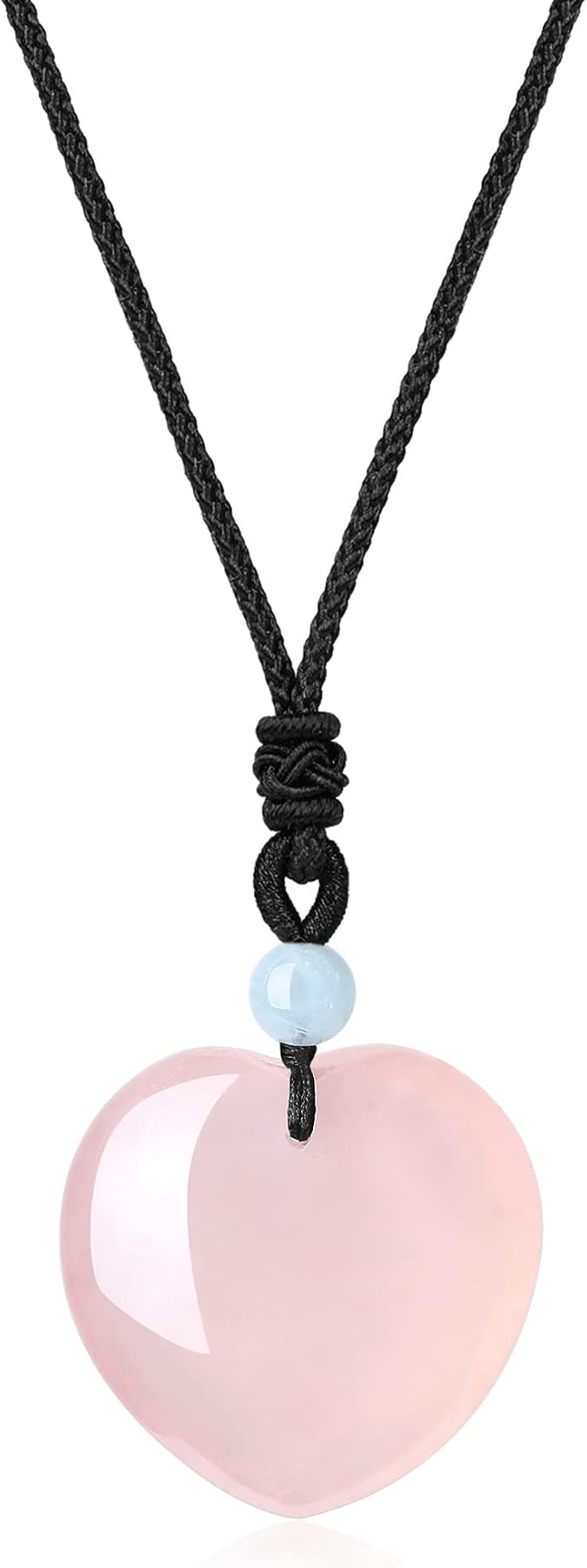 COAI AmorWing Womens Rose Quartz Crystal Heart Pendant Necklace