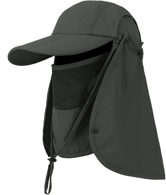 CRISTGEE Foldable Sun Cap, Fishing Hats, UPF 50+ Protection Caps with Face Mask Neck Flap