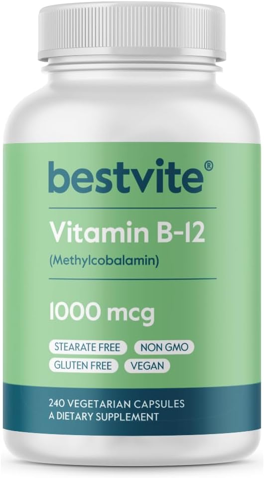 BESTVITE Vitamin B12 (Methylcobalamin) 1000mcg (240 Veg Caps) (Methyl B12)
