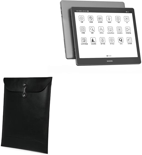 BoxWave Case Compatible with Dasung Not-eReader 103 (EP1030312) - Nero Leather Envelope, Leather Wallet Style Flip Cover