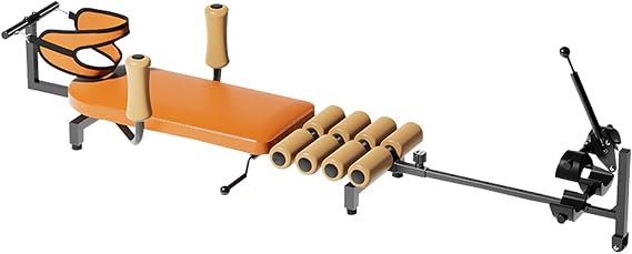 Back Stretch Traction Table, Cervical Back Stretcher Traction Bed for Tension Relief, Back Decompression up to 130 kg Weight Capacity, Adjustable Length from 140 to 185 cm (Brown)