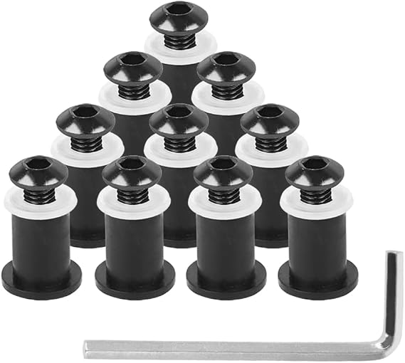 M5 15mm Fairing Bolt Kit Screws Nuts Washers Mounting Kits for Motorcycle Windshield Windscreen Body Work Bolts,Black