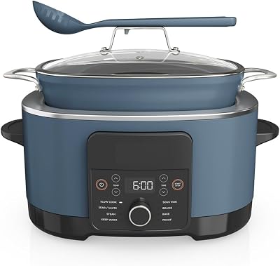 Ninja Foodi PossibleCooker PRO 8.5 Quart Multi-Cooker, with 8-in-1 Slow Cooker, Dutch Oven, Steamer & More, Glass Lid & Integrated Spoon, Nonstick, Oven Safe Pot to 500°F, Blue MC1001