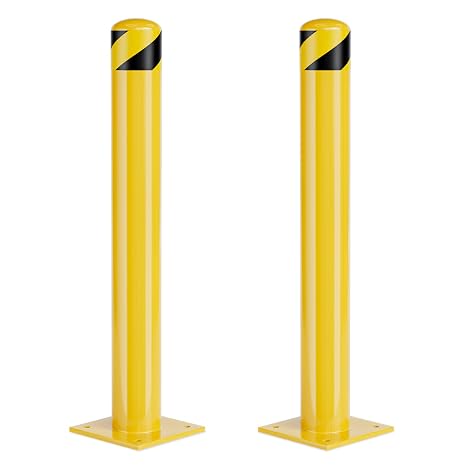 Parking Bollard Post, Bollards Steel, 4.5 Inch Diameter Bollard Covers, Yellow Powder Coated Safety Parking Barrier Post, for Traffic Sensitive Areas (2, 36inch)