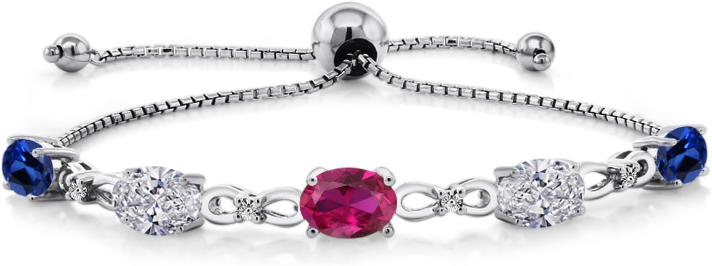 Gem Stone King Customized Personalized 925 Silver Tennis Bracelet For Women