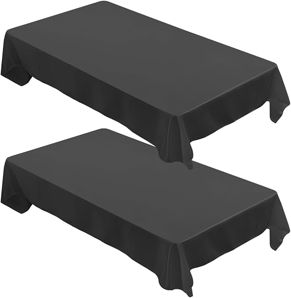 2 Packs Black Table Cloth - 60X102Inch (152x260cm) Polyester Rectangle table cloth For 6 Foot Table in Wrinkle Resistant and Washable Stain -For Wedding, Restaurant, Party, Banquet Decoration.