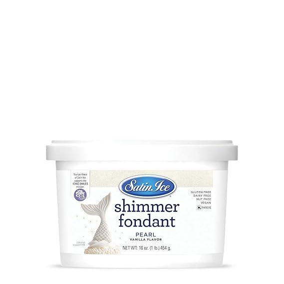 Satin Ice Pearl Shimmer Fondant With Edible Glitter (1 Pound, Vanilla) For Cake Decorating