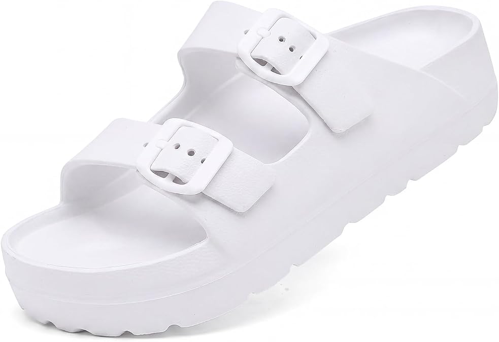 Haifago Women's Platform Sandals with Arch Support, Summer Beach Slides Adjustable Buckle Comfortable Lightweight EVA Slip on Slide