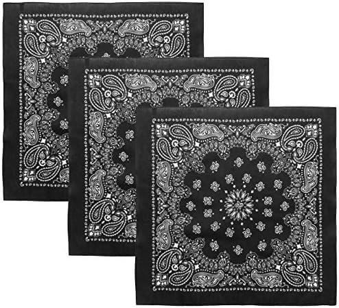 Trainmen Paisley 27 Jumbo Military Bandana Head Scarf Do-rag 100% Cotton Bandanna Face Cover 3-Pack
