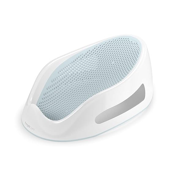 Angelcare Soft-Touch Baby Bath Support & Rinser Bundle, Aqua | Ergonomic soft-touch bath support and gentle rinser help keep newborns comfortable during bath time.