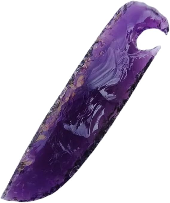 Purple Amethyst Crystal Glass Knife Crystal Daggers Gifted obsidian Stone Knives Lava Blade Flint Hand Knapped 5.5-6" Inches
