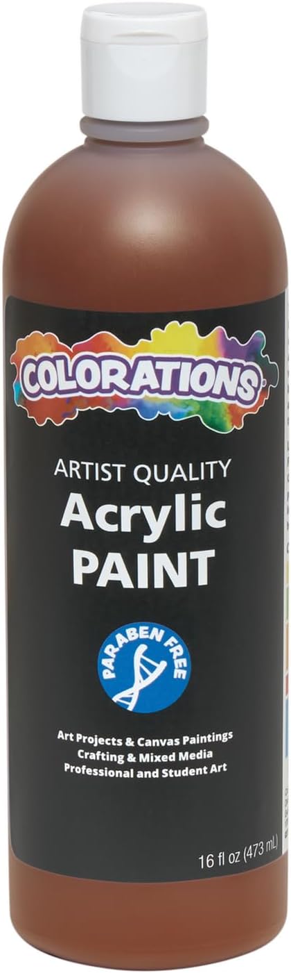Colorations Artist Quality Acrylic Brown Paint, 16 oz Bottle