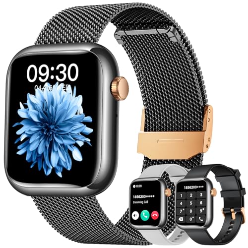 Smartwatch Women Men for Android Phones iOS: Black Smart Watches for Women Men Fitness Tracker 1.83 Touchscreen Waterproof Smartwatches with AnswerMake Call Blood Pressure Heart Rate Sport Pedometer