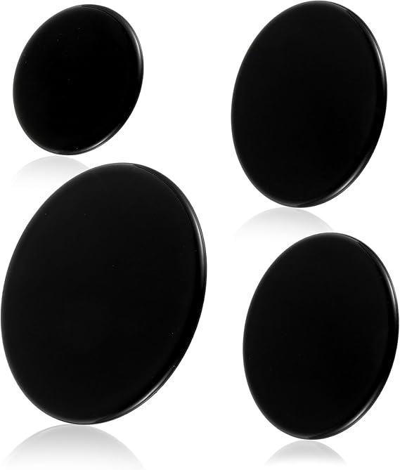 Gas Stove Burner Cap Set - 4Piece Metal Cooker Hat Replacement Kit | Compatible with SABAF Stoves,Oven Gas Hob Burner Crown Flame Cap Cover, Stove Handles Lid Kit (Flat)