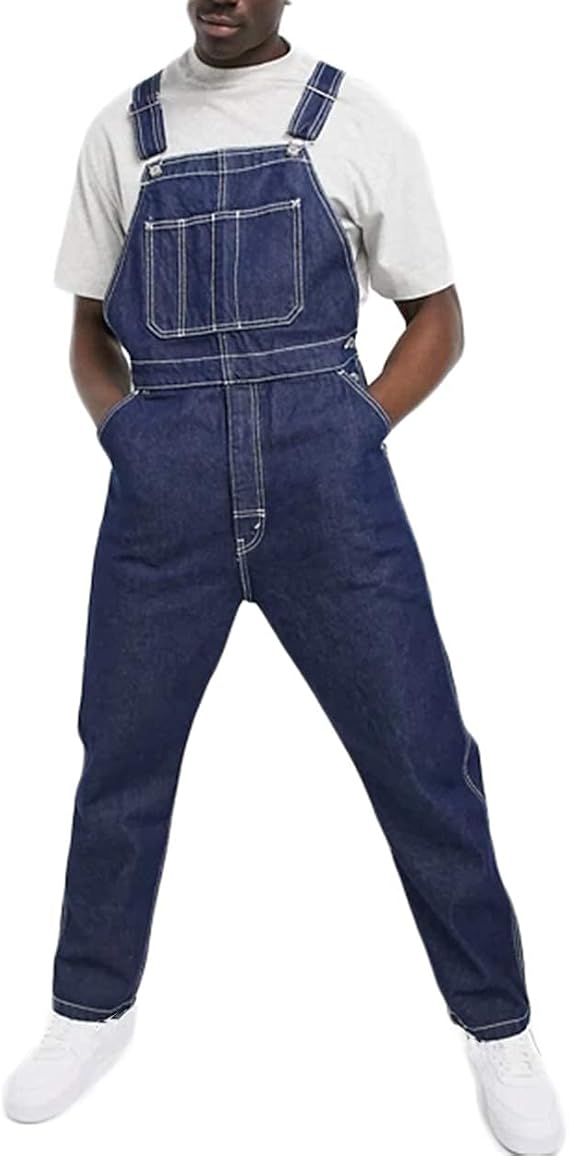 Bib Overalls for Men Denim Work Slim Fit Jeans Jumpsuit with Pocket, CX-007