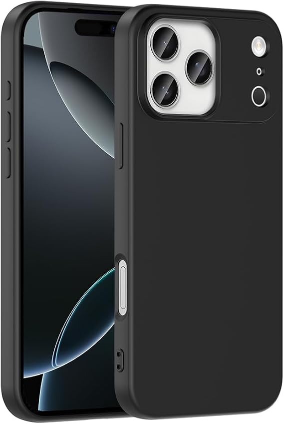 Elfia Apple iPhone 17 Pro Max ile Uyumlu Kılıfı Silikon Esnek içi Kadife Kamera Lens Korumalı Mat Renkli İnce Tarz Kapak Mara Siyah