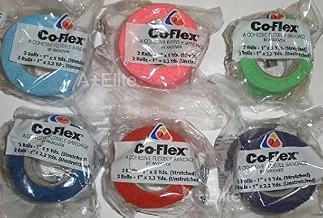 Andover CO-Flex 1"x5Yds Bright Color Variety 12-Pack Cohesive Flexible Elastic Latex Bandage Compression Self Adherent Wrap Vet Kids Children Animals Pets Cats Dogs Horses 3100CP