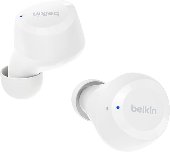 Belkin SoundForm Bolt True kablosuz kulak içi kulaklık, mikrofonlu kablosuz kulaklık, 28 saate kadar pil ömrü, mono mod, IPX4 koruma sınıfında ter ve su sıçramasına karşı koruma, iPhone, Galaxy için