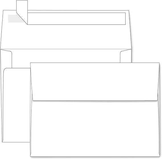 A7 White Self Seal Envelopes 100 Pack, 5.25 x 7.25 inches,120GSM