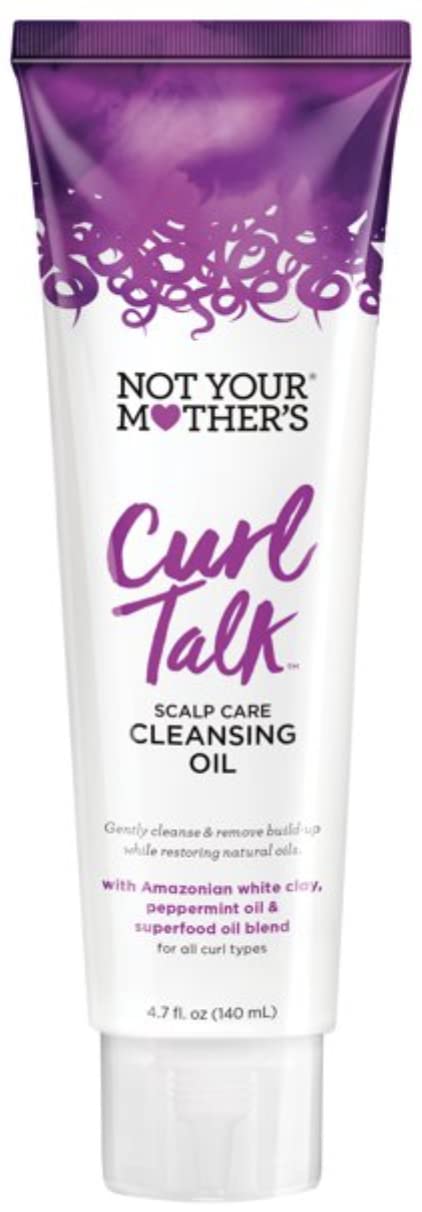 NYM Not Your Mothers Curl Talk Cleansing Oil with Superfood Blend - Exfoliates & Moisturizes. Formulated with Avocado, Buriti, and Marula Oils. 4.7 oz 1 Pack, White Clear Pearl