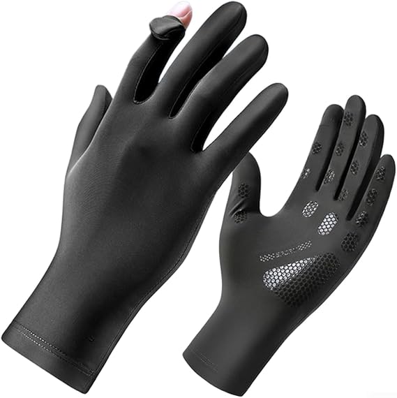 Cycling Gloves, UPF50+ Sun Protection, Breathable Ice Silk, Touchscreen Compatible, Non-Slip Silicone Grip for Summer Riding
