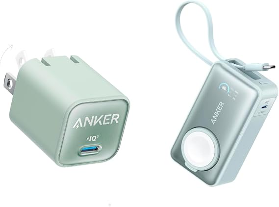 Anker Nano 30W USB C GaN Charger with Anker MagGo Power Bank 10,000mAh Compact Battery Pack