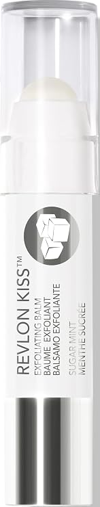 Revlon Kiss Exfoliating Lip Balm, Sugar Mint, 0.09 oz | Exfoliating lip scrub balm with sugar. Gently smooths lips with 24-hour lasting hydration.