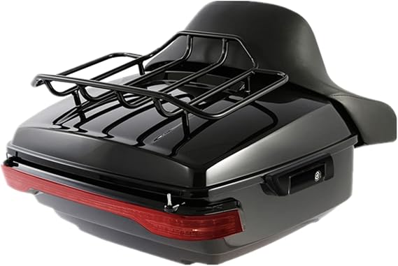 Motorcycle Vivid Black King Tour Trunk Kit Tour Trunk+Luggage Rack+Backrest+LED Brake TailLight Accent Fit for Harley Davidson Touring Road King Road Glide Street Glide and Select CVO Models 2014-2025