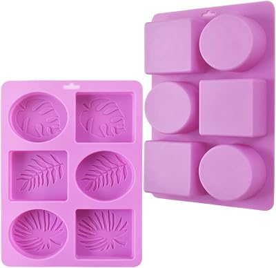 Rectangle and Oval Silicone Soap Mold With Leaf Patterns, Pack of 2