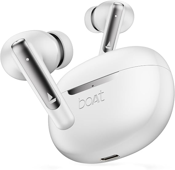 boAt Newly Launched Airdopes 141 ANC TWS Earbuds with 42 hrs Playback/50 ms Low Latency BeastTMMode/IWPTMTech/Signature Sound/Quad Mics with ENxTM/ASAPTM Charge/USB Type-C Port/IPX5 (White)