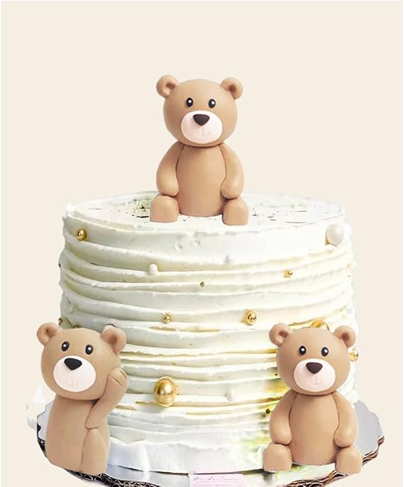 Baby Bear Cake Topper Blue Ball Cake Decor (3bears)