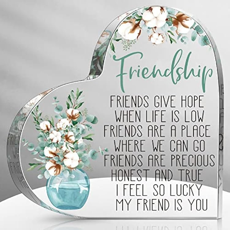 Spiareal Gift for Friend Friendship Women Friend Friendship Birthday Cheer up Gift Acrylic Heart Butterfly Keepsake Paperweight for Home Office Table ShelfClassic