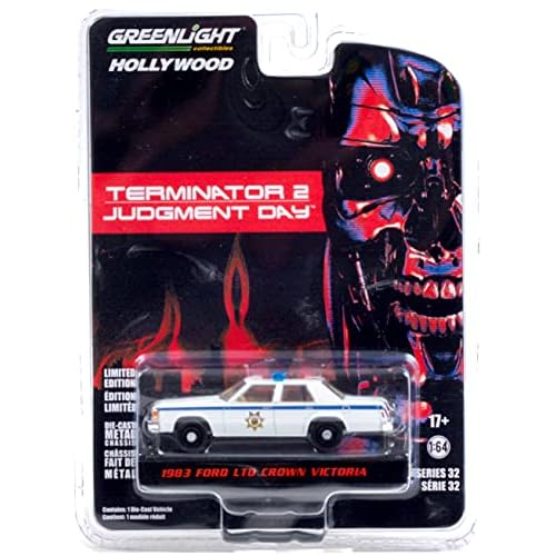 1983 Ford LTD Crown Victoria Police White Terminator 2: Judgment Day 1991 Movie Hollywood Series 164 Diecast Model Car by Greenlight 44920 D