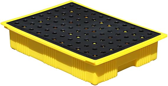Spill Tray with Removable Grid – Chemical-Resistant Bund Containment Tray, Easy to Clean for Oil Drums, Laboratory and Industrial Use,49 * 36 * 10cm