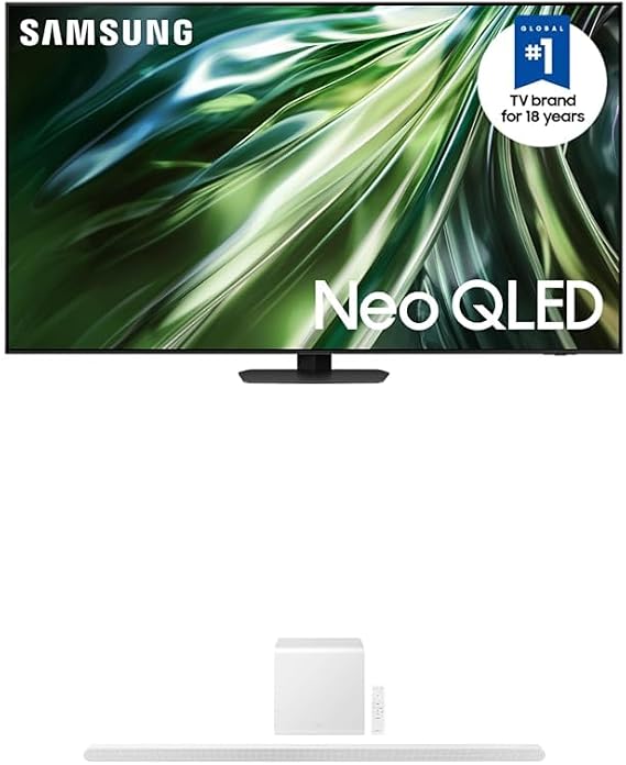 SAMSUNG 98-Inch Class QLED 4K QN90D Series Neo Quantum HDR+ Smart TV w/Dolby Atmos, (QN98QN90D, 2024 Model) S801D 3.1.2ch Soundbar w/Wireless Dolby Atmos Audio, HW-S801D/ZA