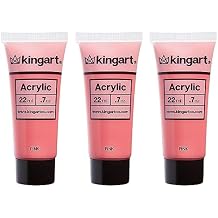 KINGART PRO Artist Quality PINK Acrylic Paint, 22ml (0.74oz) Tubes, 3 Pack - Set (66ml Total), Pink